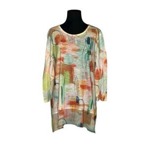 Jess & Jane abstract print mineral-washed tunic size Medium